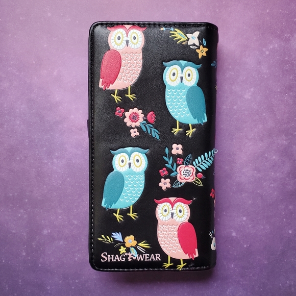 Owl Garden Wallet NWT - Black Vegan Leather - Shagwear - Picture 2 of 9